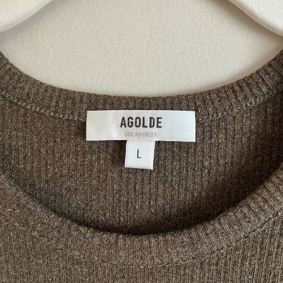 AGOLDE Alma Shrunken Crew Neck Top Long Sleeve Sweater Shirt - Picture 4 of 9